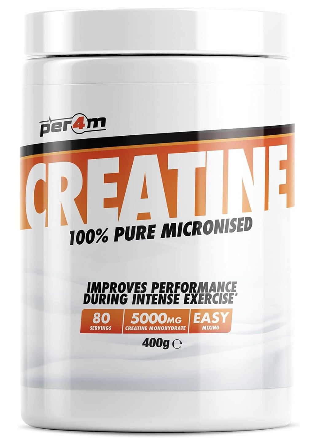 Per4m Creatine Powder | 100% Pure Micronised Creatine Monohydrate | 5000mg of Creatine | 80 Servings (400g, Unflavoured)