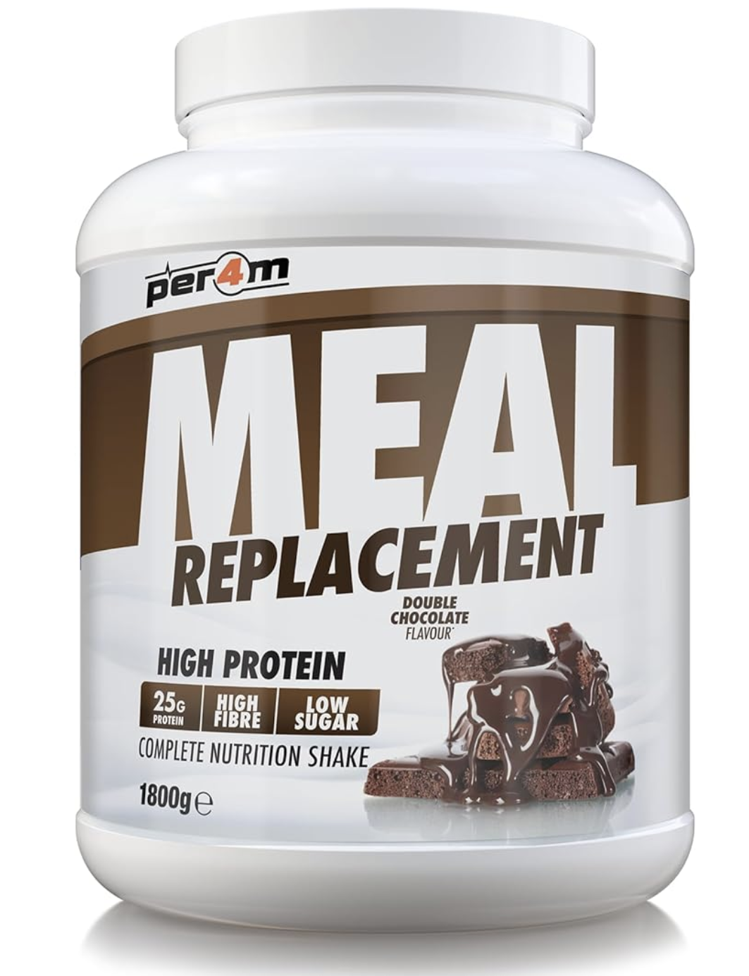 Per4m Meal Replacement Diet Shake Powder | High Protein Low Calorie Weight Loss Shake | Vegetarian Gluten Free Nutritionally Complete Slimming Drink | 30 Serving (1800g, Double Chocolate)